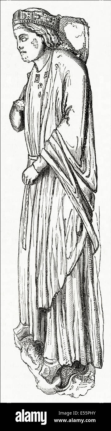 Richard I King of England in the 12th century statue found at Rouen France. Victorian woodcut engraving circa 1845. Stock Photo
