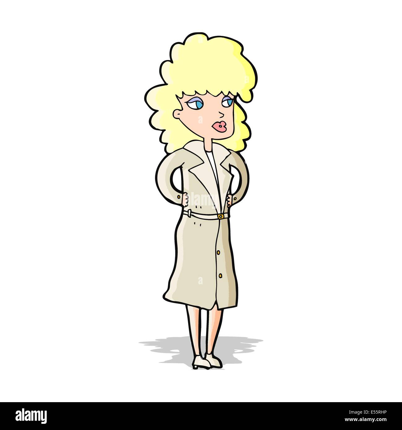 cartoon woman in trench coat Stock Vector Image & Art - Alamy
