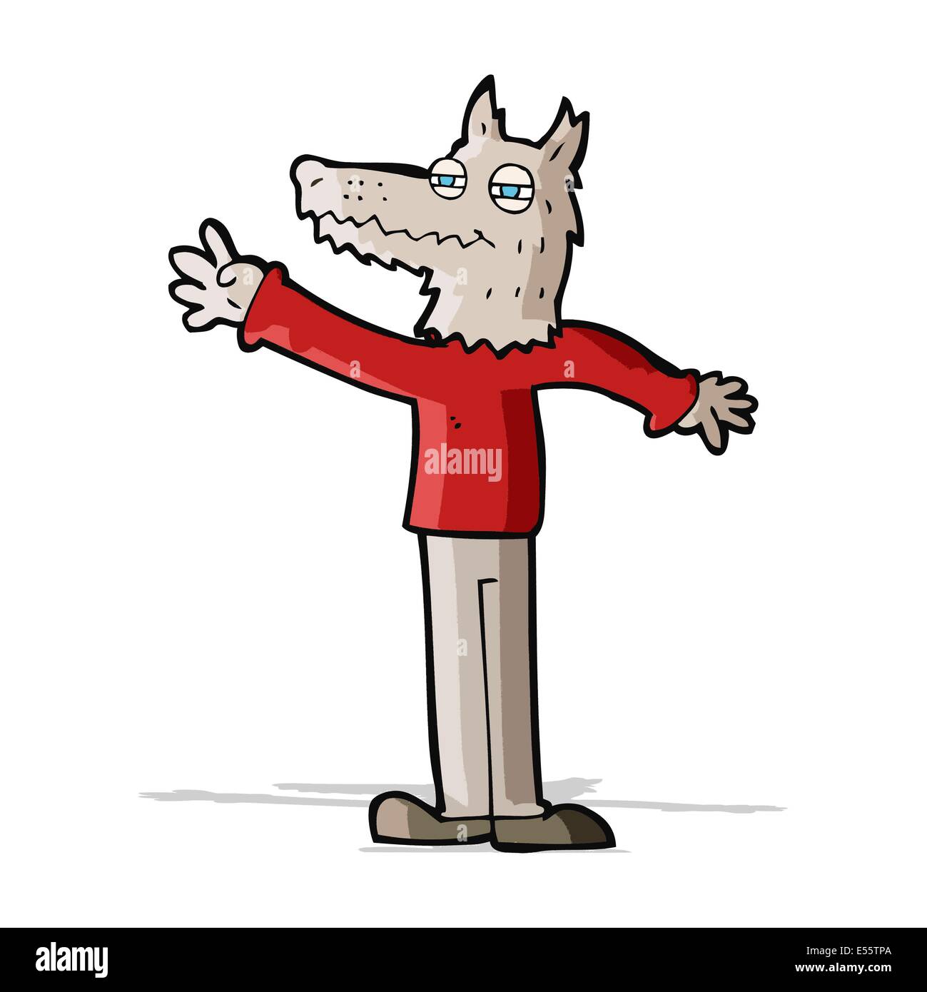 cartoon waving wolf Stock Vector