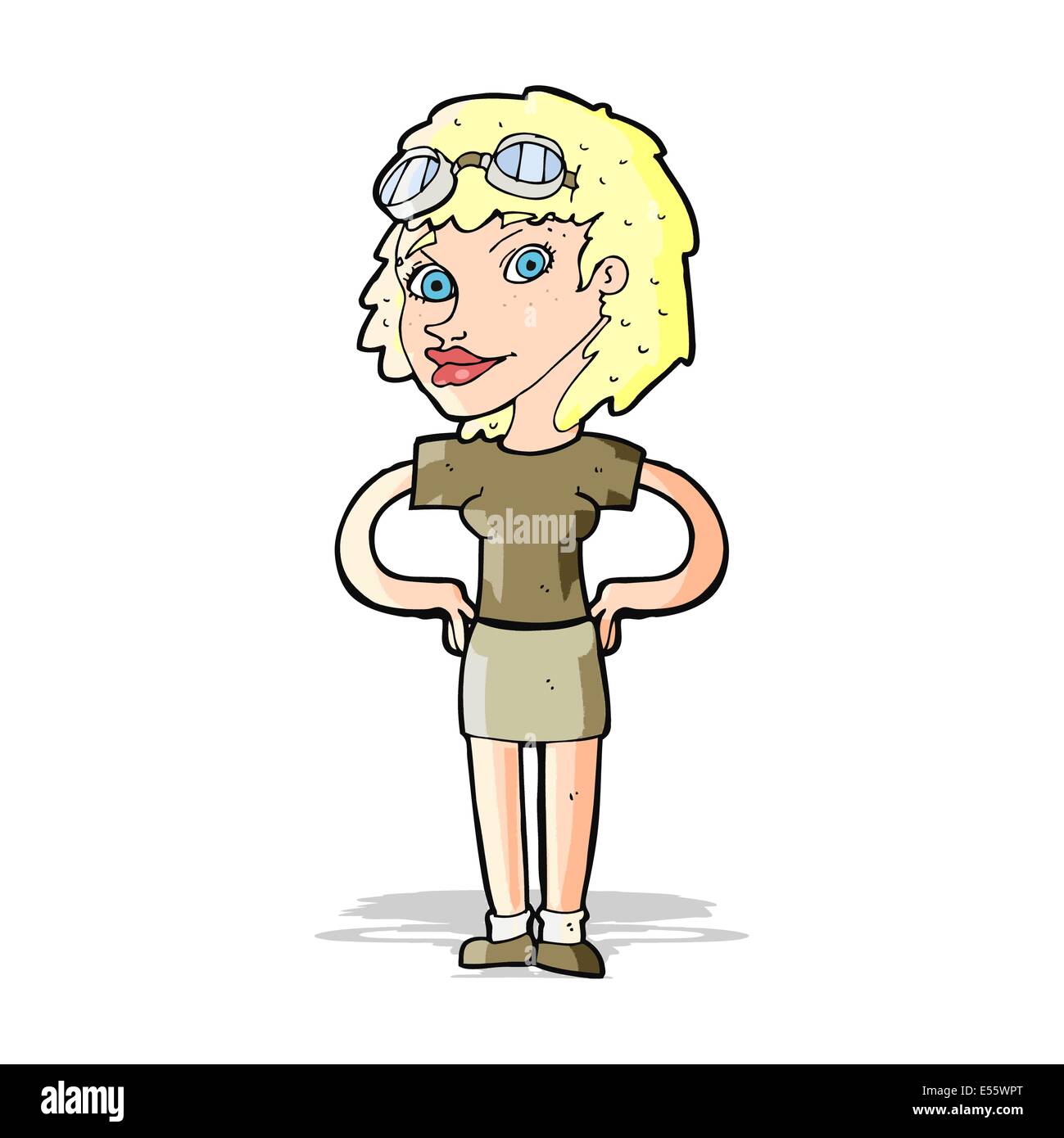 cartoon retro pilot woman Stock Vector Image & Art - Alamy