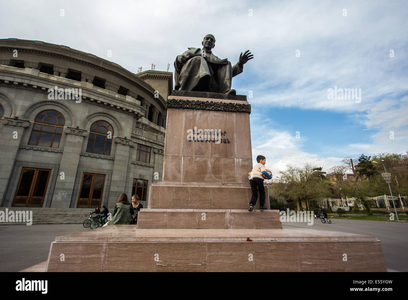 Statue in square outside The Opera in Yerevan, Armenia Stock Photo Alamy