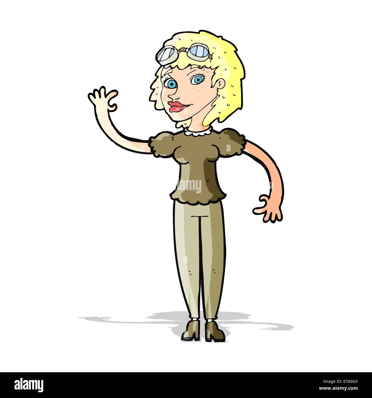 cartoon pilot woman waving Stock Vector Image & Art - Alamy