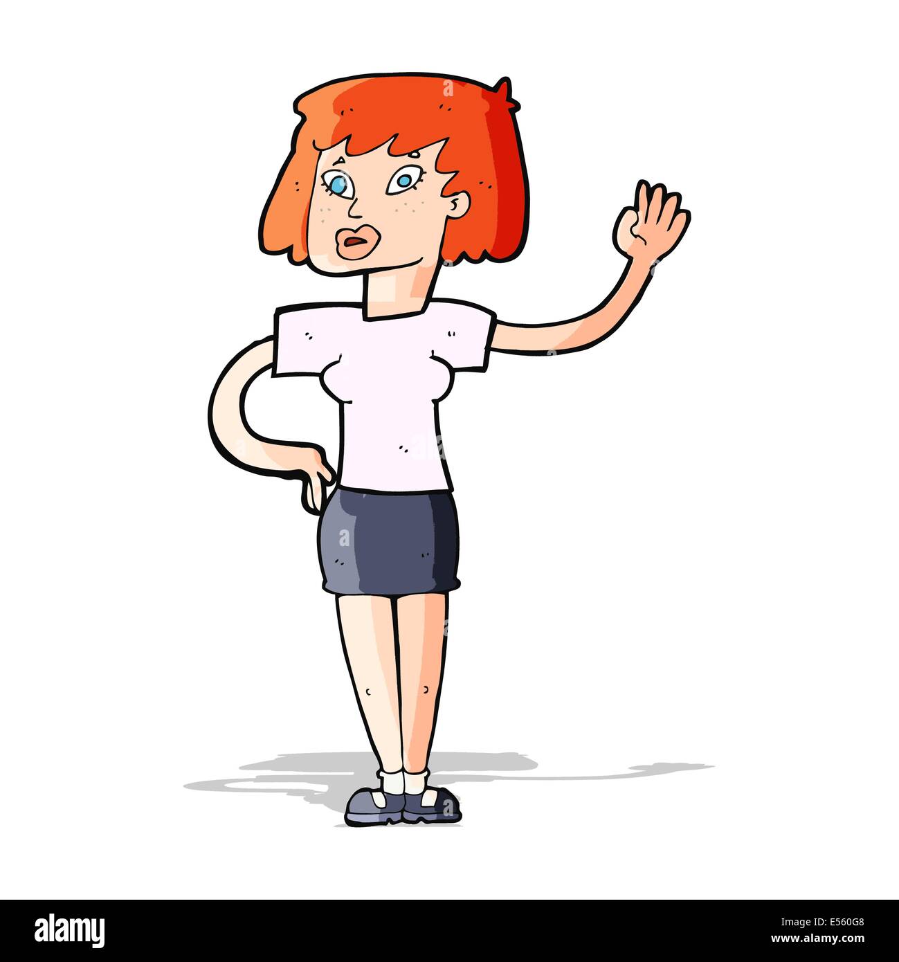 cartoon woman waving Stock Vector Image & Art - Alamy