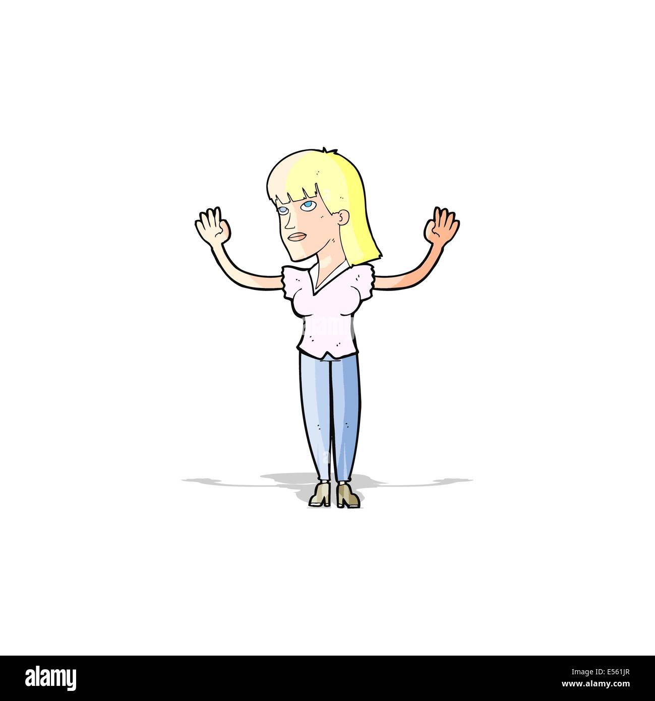 cartoon woman throwing hands in air Stock Vector Image & Art Alamy