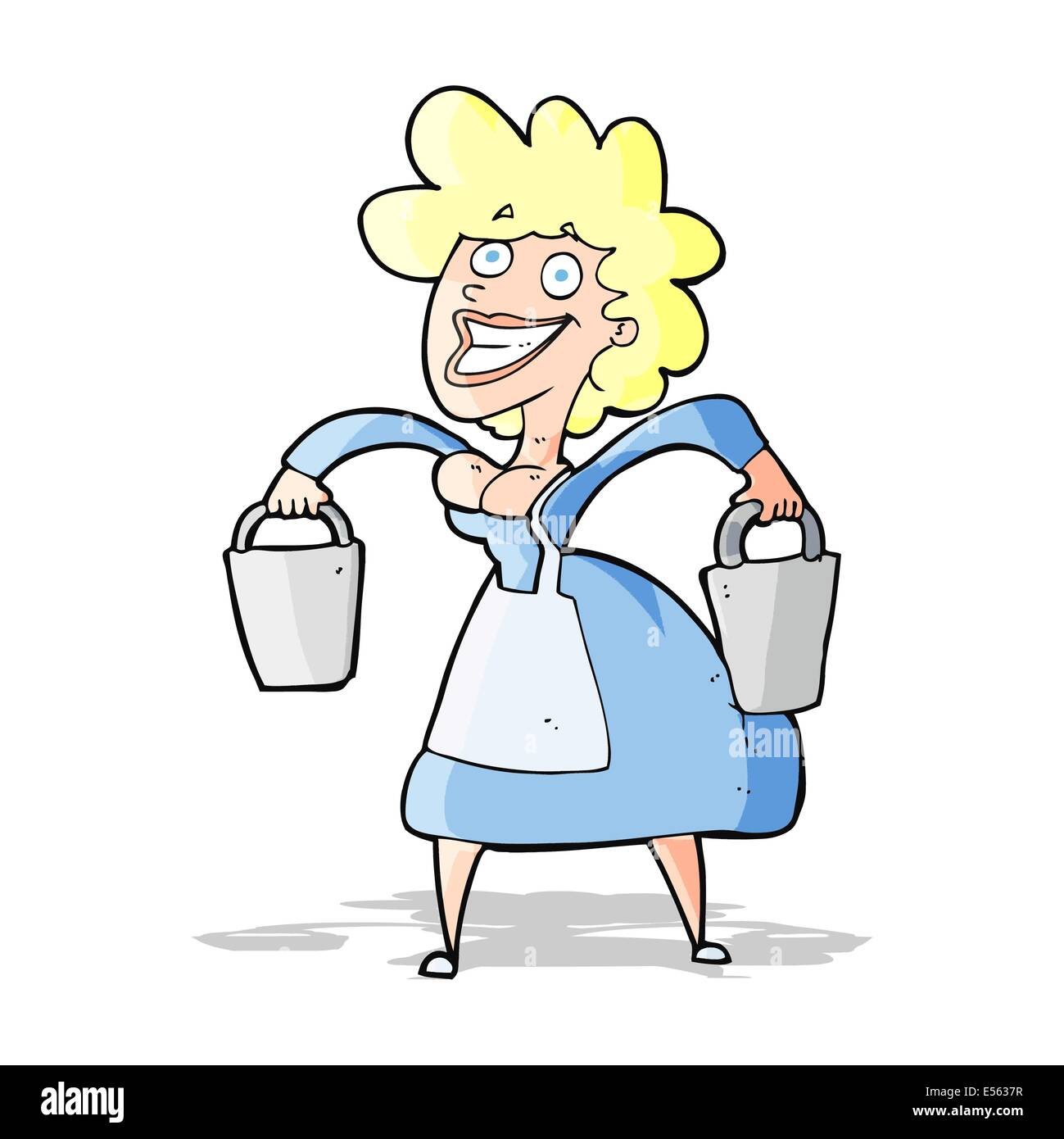 cartoon milkmaid carrying buckets Stock Vector