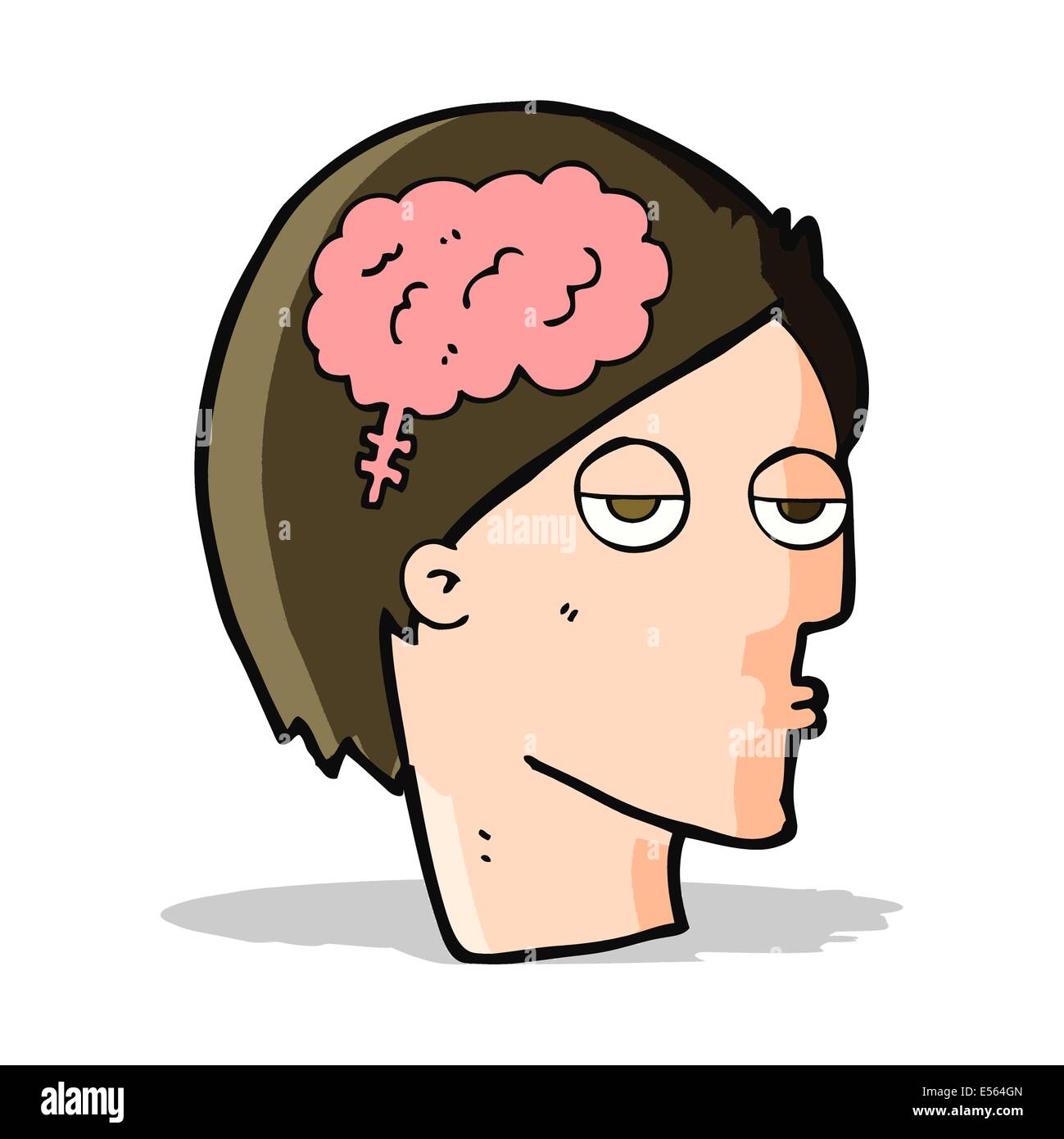 cartoon head with brain symbol Stock Vector Image & Art - Alamy