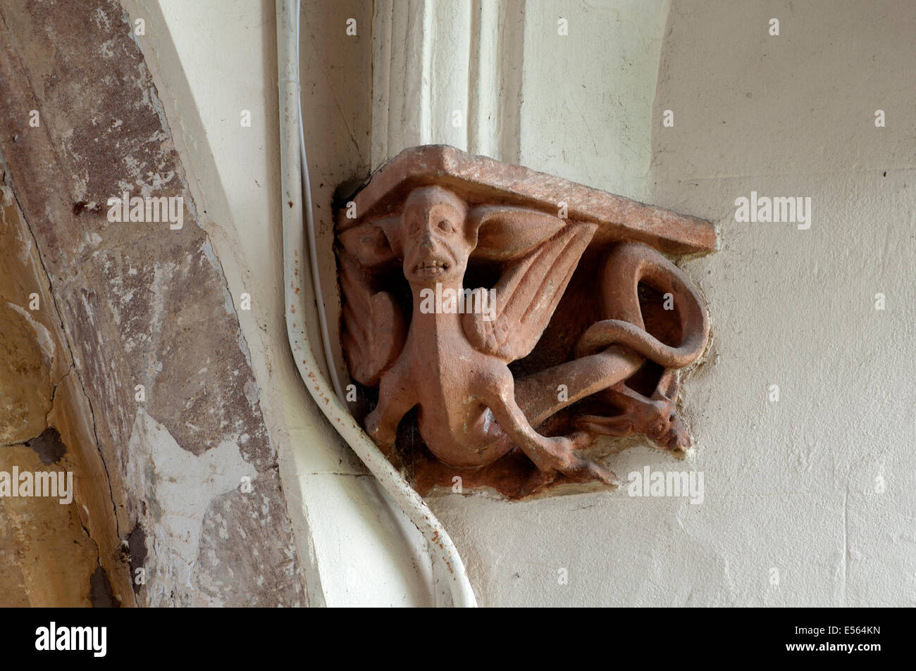 A carving in St. Margaret`s Church, Crick, Northamptonshire, England ...