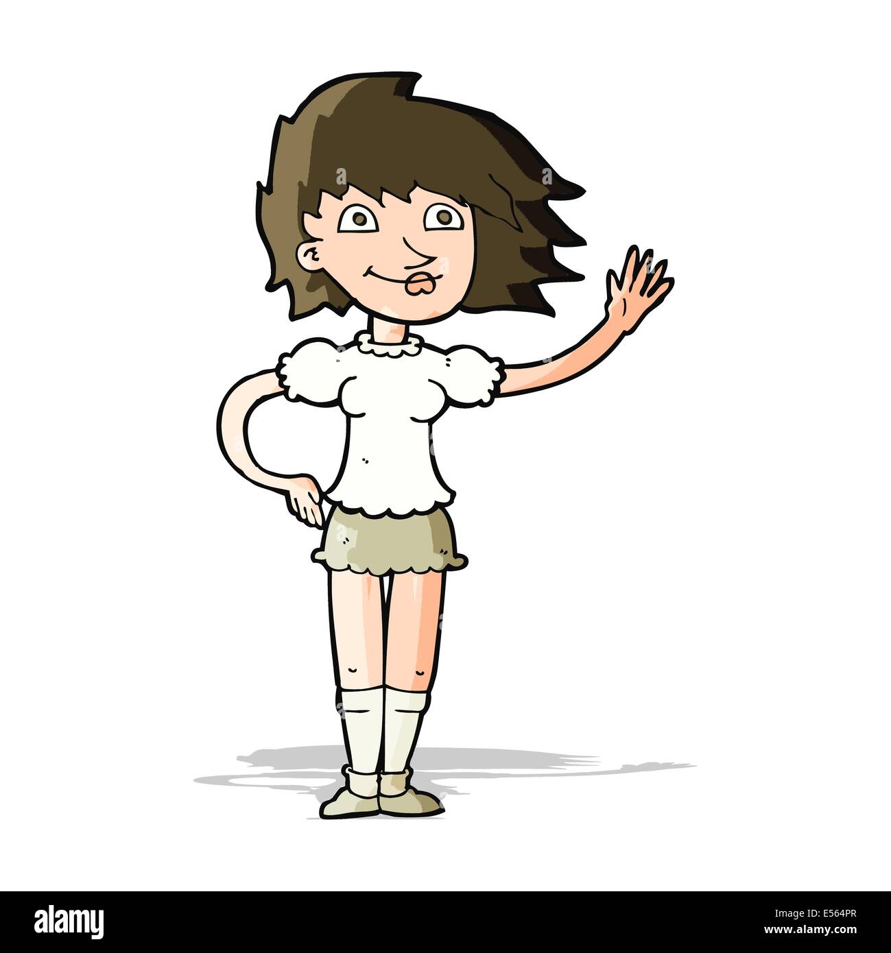 cartoon woman waving Stock Vector Image & Art - Alamy