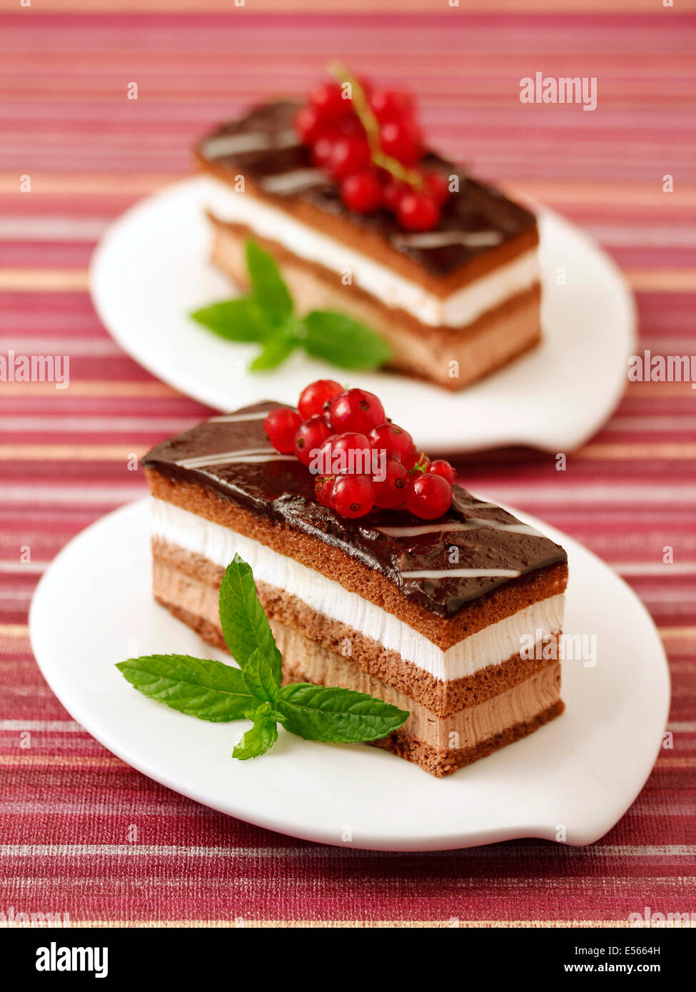 Chocolate and cream tart. Recipe available. Stock Photo