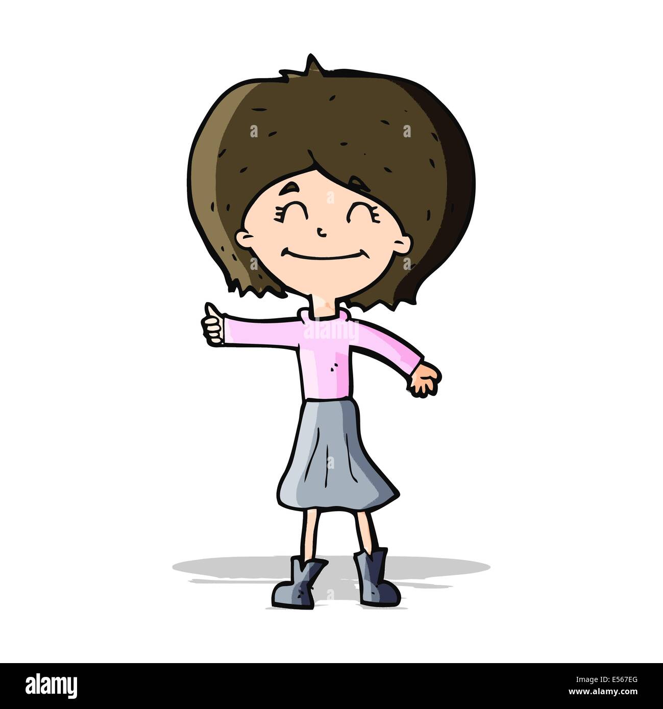 cartoon happy girl giving thumbs up symbol Stock Vector Image & Art - Alamy