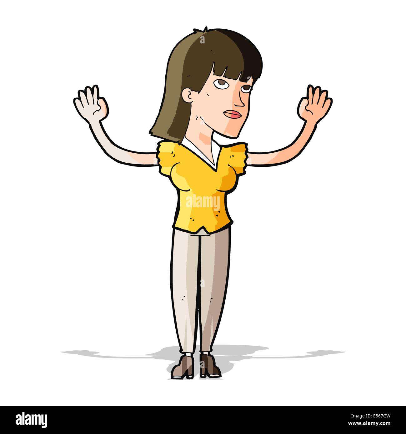 cartoon woman throwing hands in air Stock Vector Image & Art Alamy