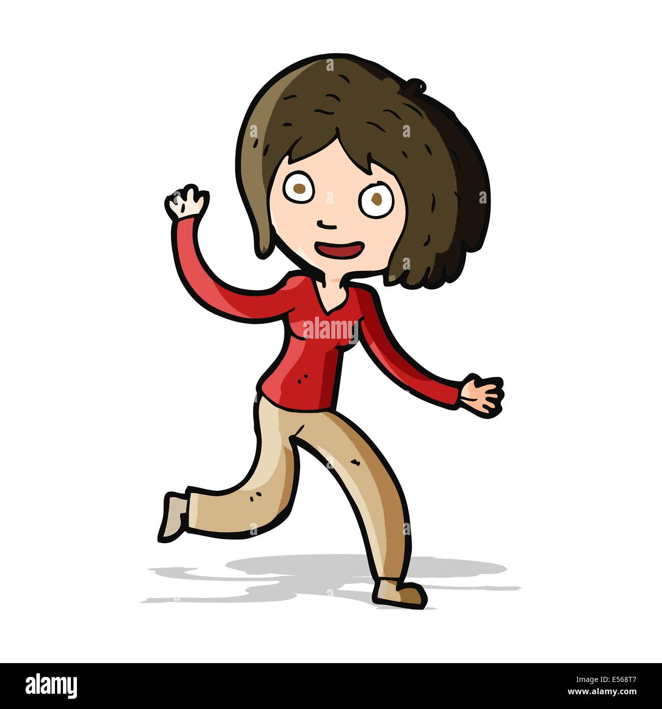 cartoon happy waving girl Stock Vector Image & Art - Alamy