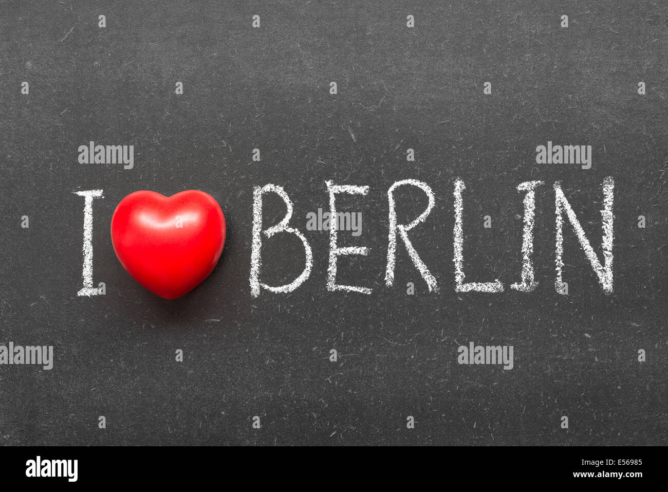 I love Berlin phrase handwritten on chalkboard with heart symbol instead of O Stock Photo