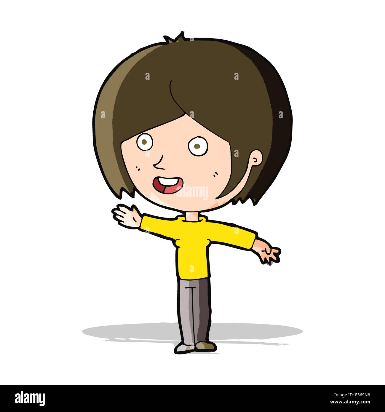 cartoon happy girl waving Stock Vector Image & Art - Alamy