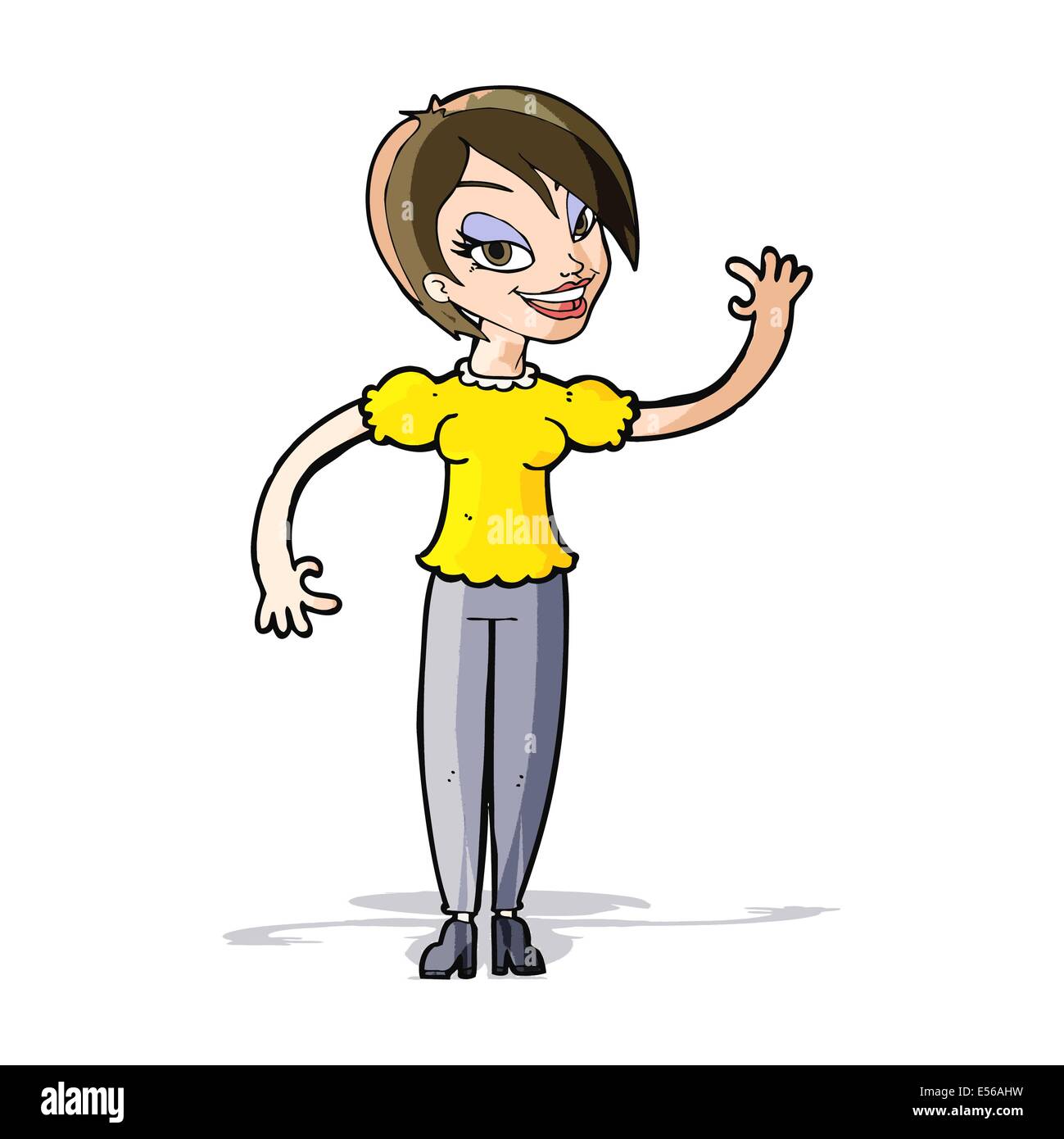 cartoon woman waving Stock Vector Image & Art - Alamy