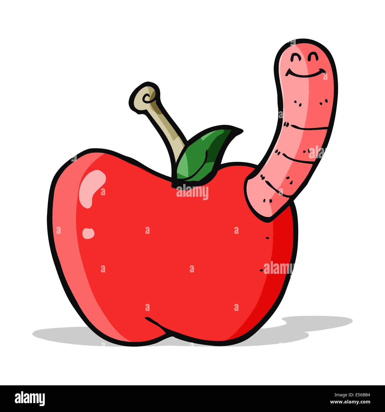 cartoon apple with worm Stock Vector Image & Art Alamy