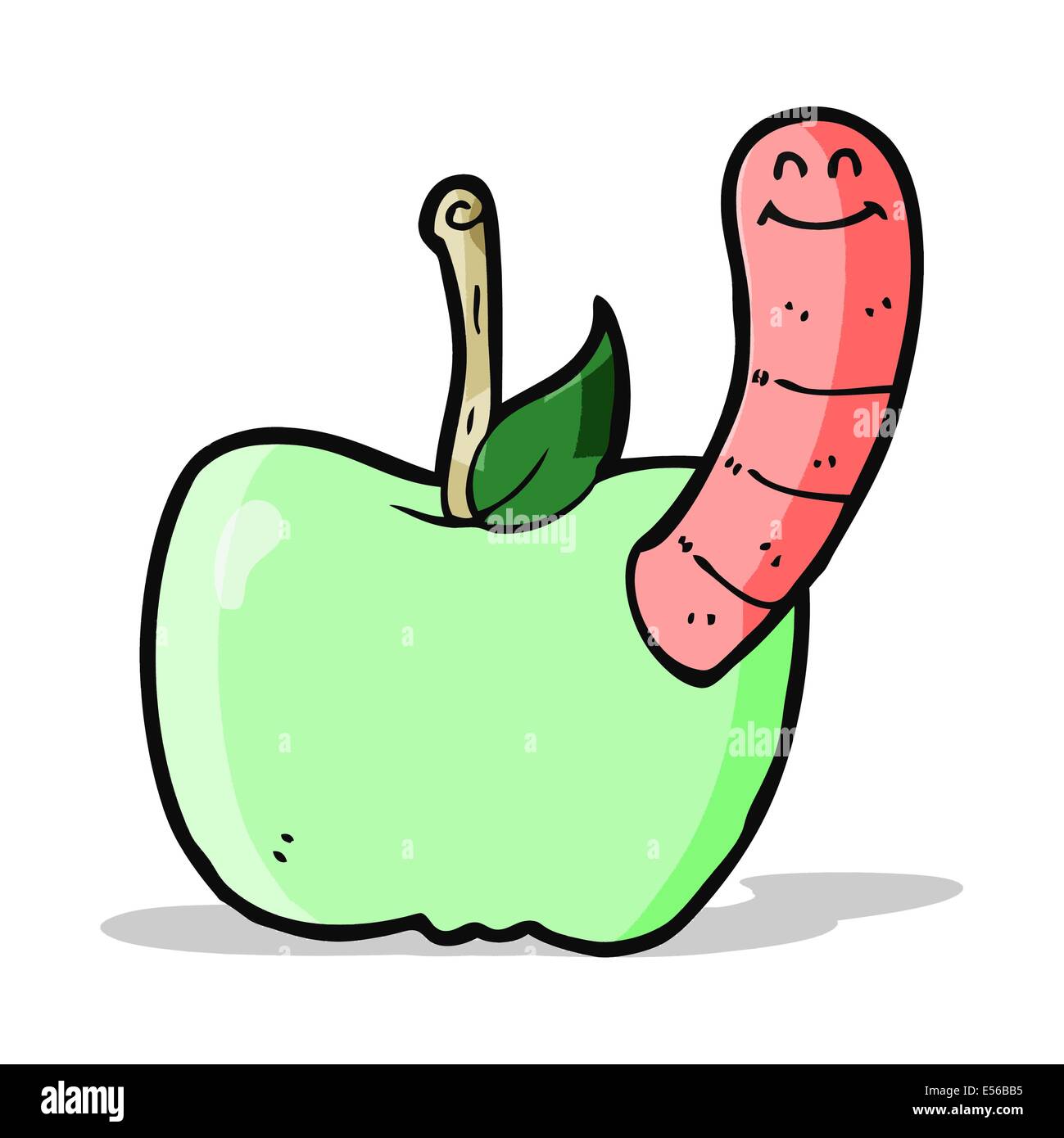 cartoon apple with worm Stock Vector Image & Art - Alamy