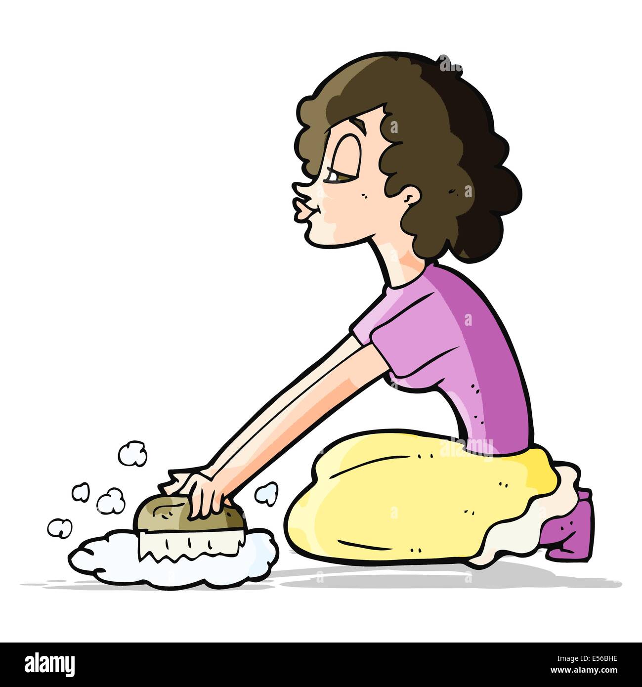 cartoon woman scrubbing floor Stock Vector Image & Art Alamy