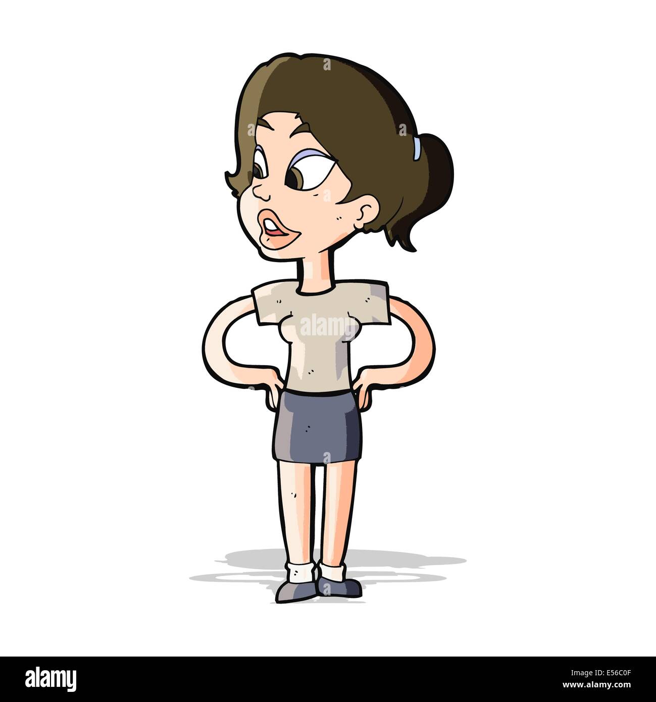 cartoon woman with hands on hips Stock Vector Image & Art - Alamy