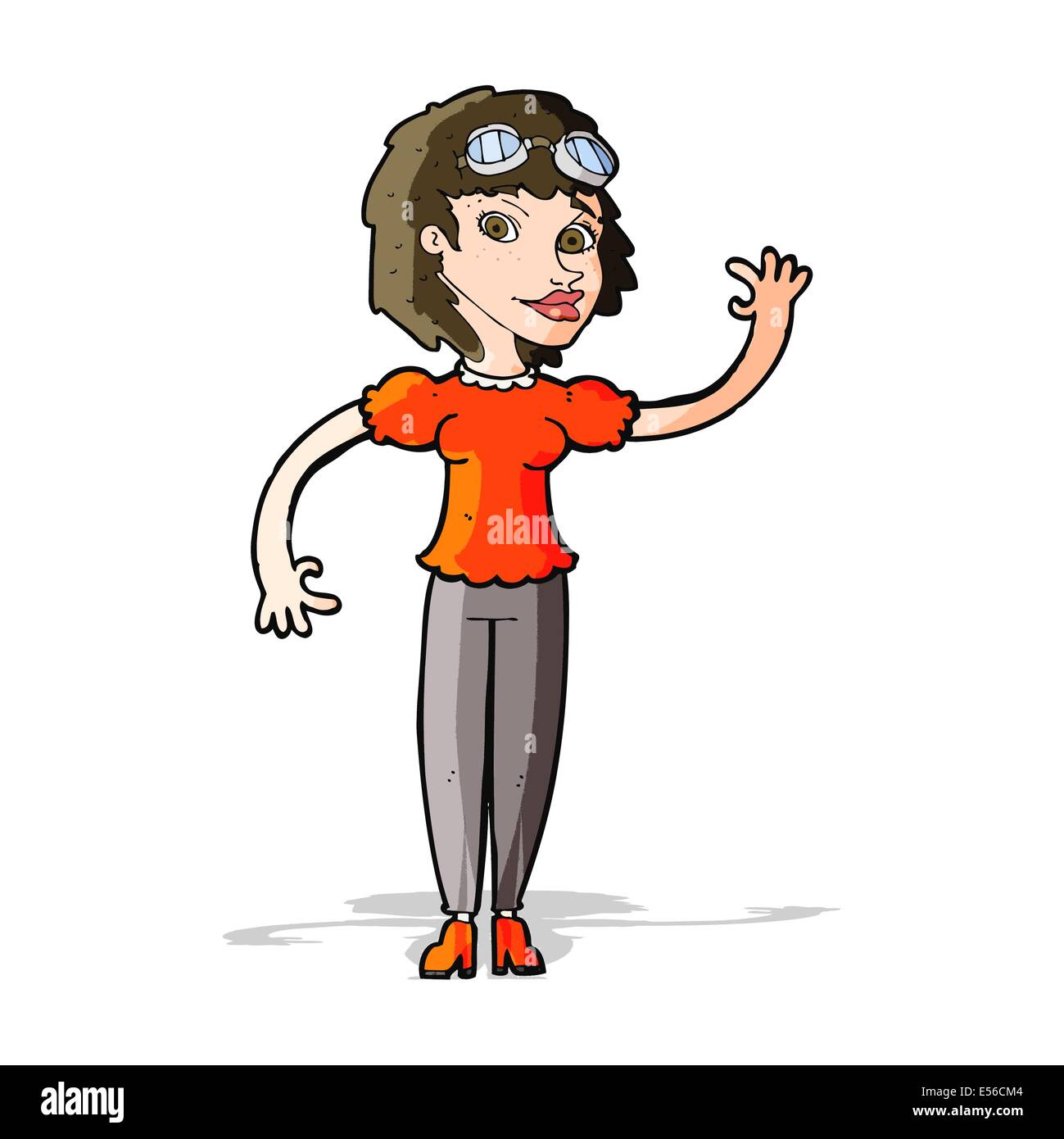 cartoon pilot woman waving Stock Vector Image & Art - Alamy