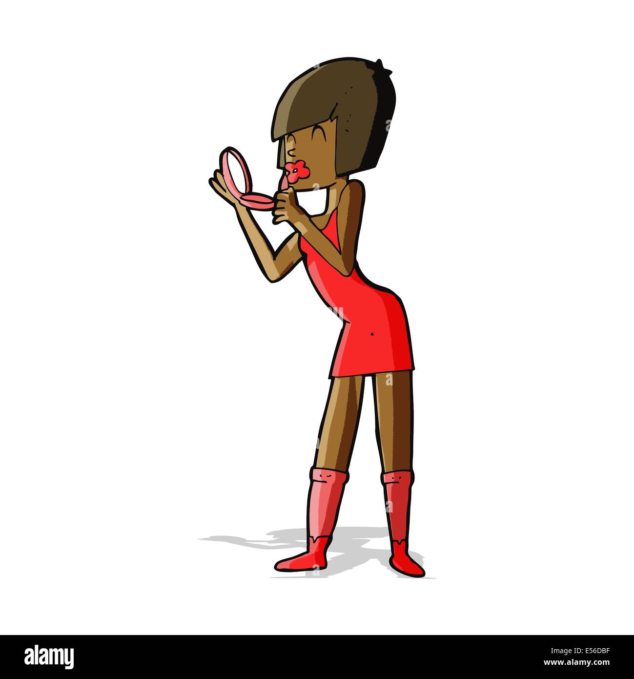 Cartoon woman applying lipstick hires stock photography and images Alamy