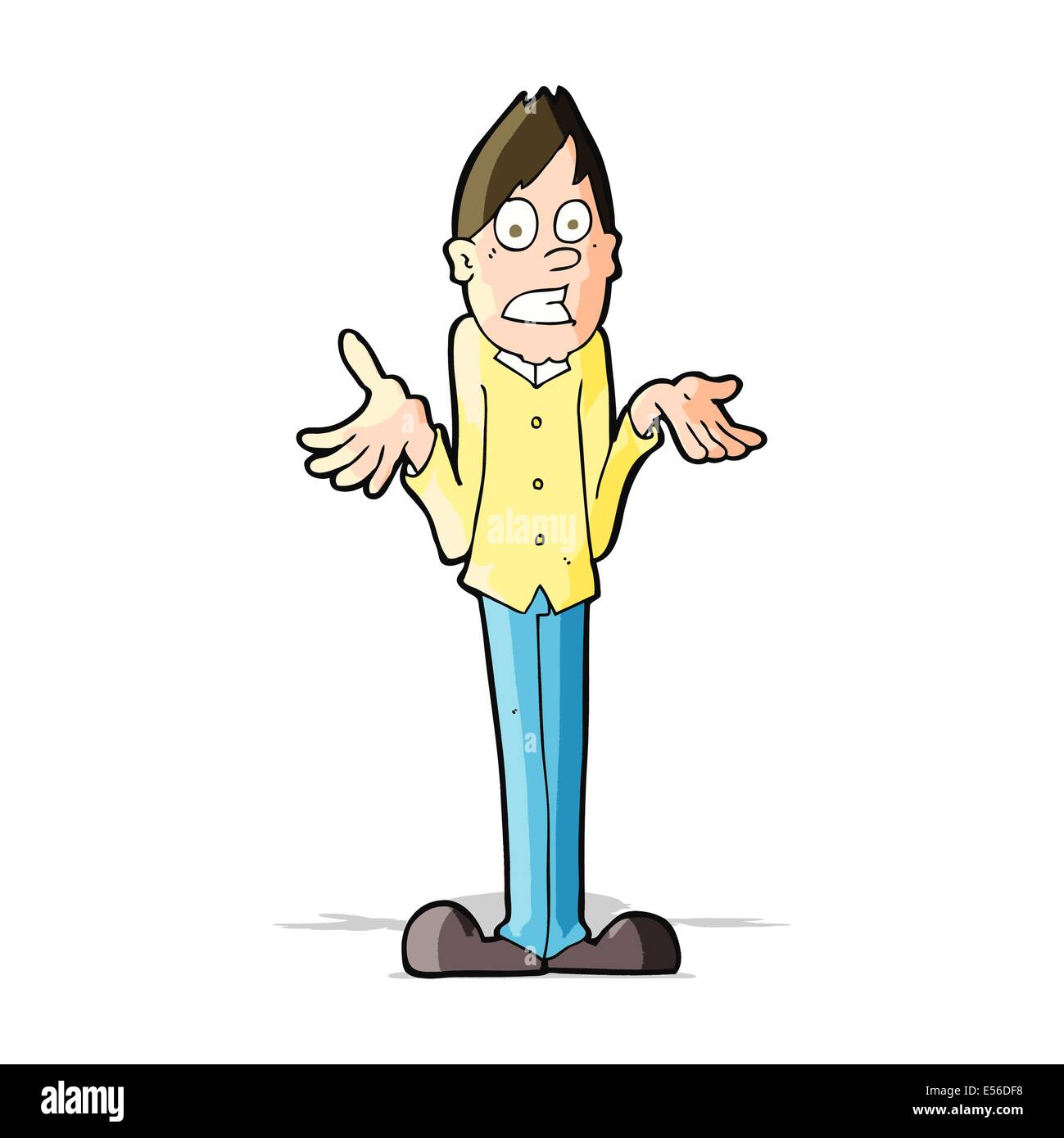 cartoon man shrugging shoulders Stock Vector