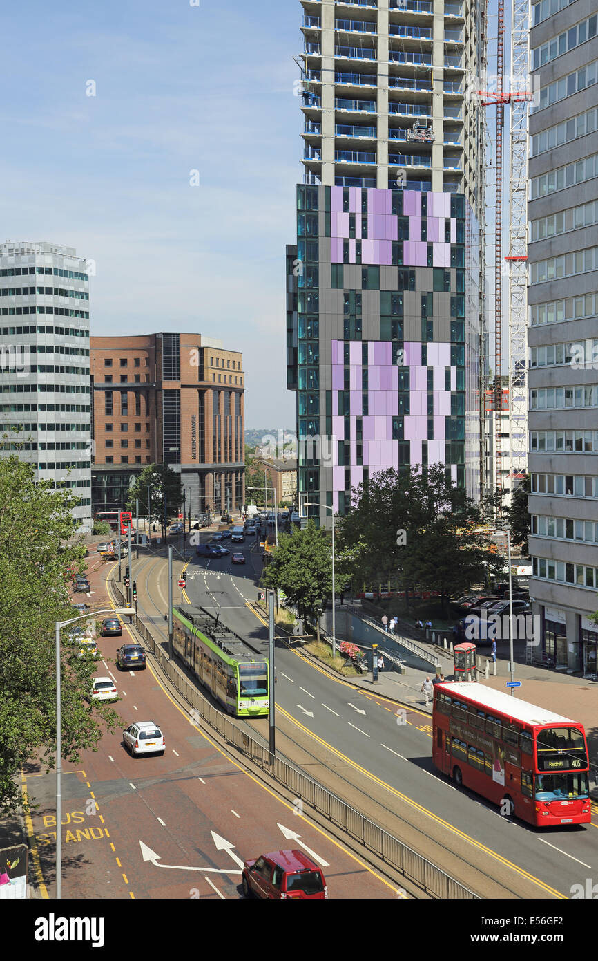 Wellesley Road, Croydon, UK. A modern, urban dual carriageway with existing and new office