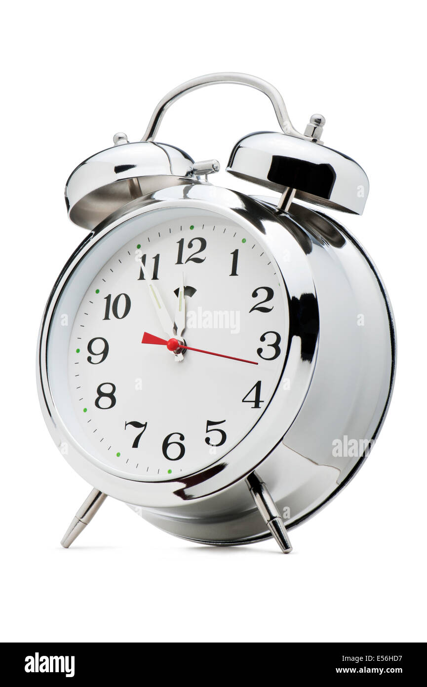 classical alarm clock on white background Stock Photo Alamy