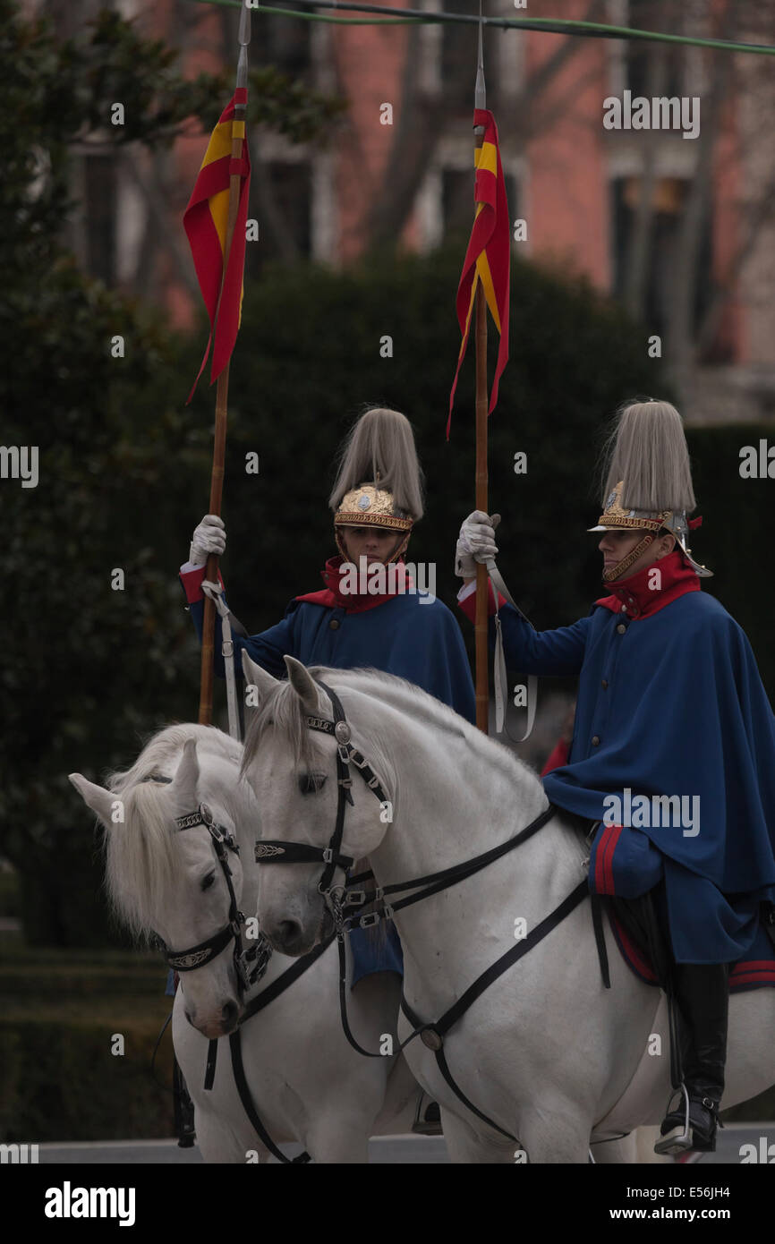 Madrid Spain horse royal guard tradition palace Stock Photo