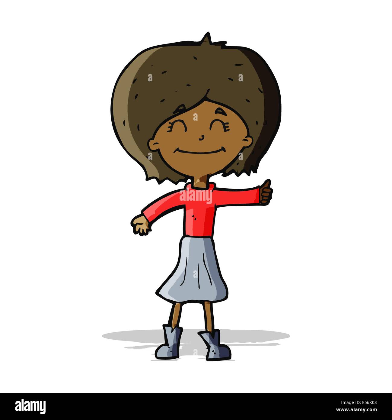 cartoon happy girl giving thumbs up symbol Stock Vector Image & Art - Alamy