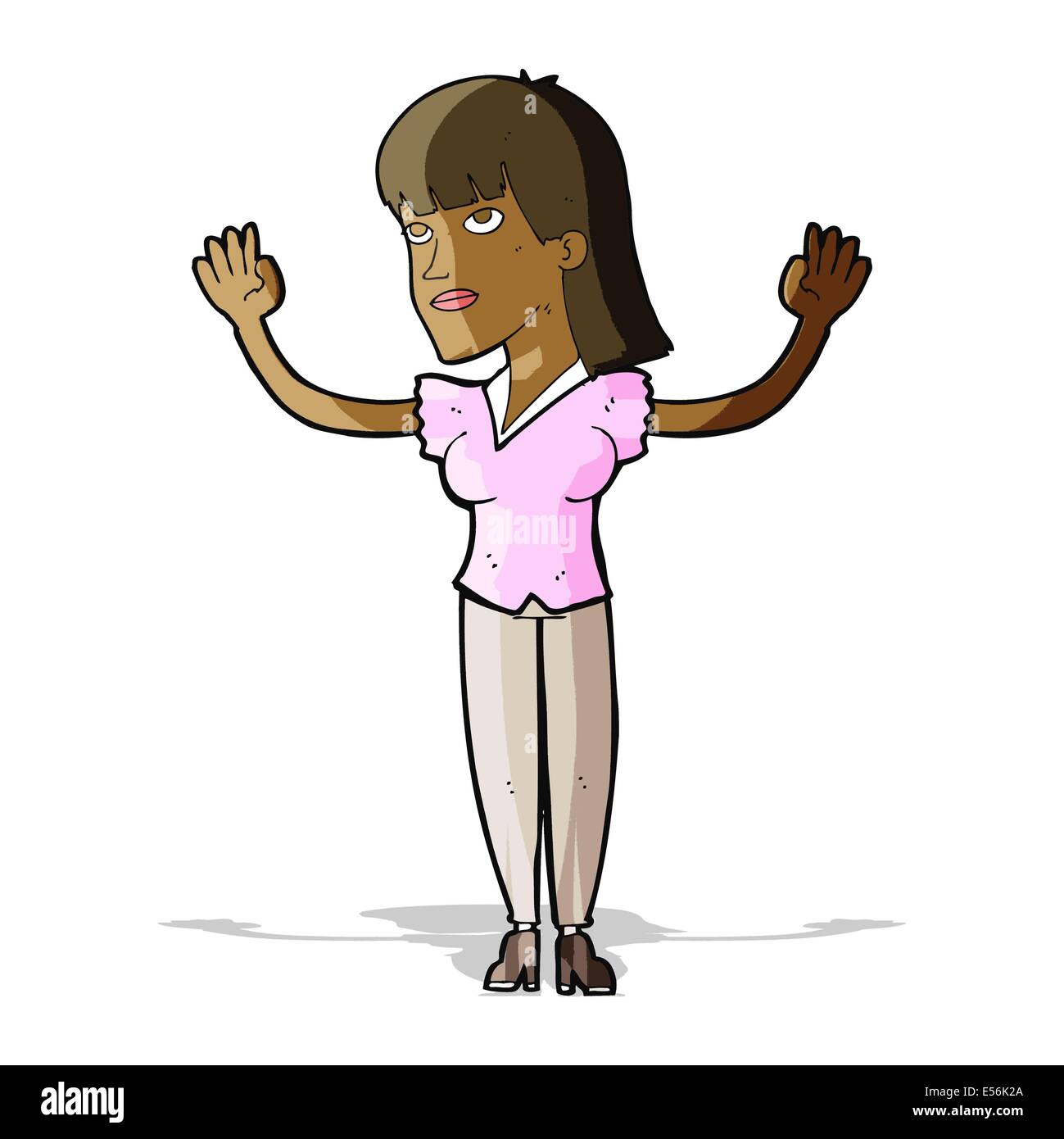 cartoon woman throwing hands in air Stock Vector Image & Art Alamy