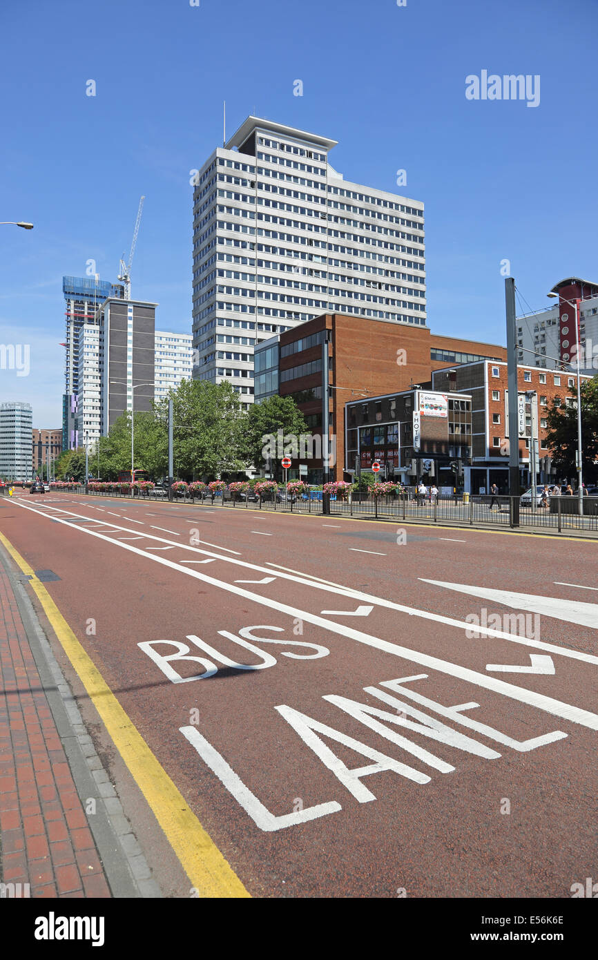 Wellesley Road, Croydon, UK. A modern, urban dual carriageway with existing and new office
