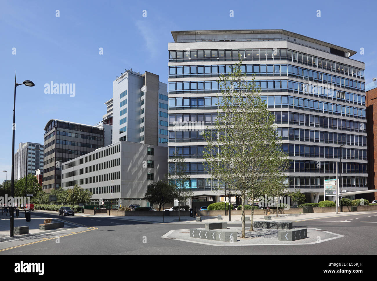 Dingwall Road Croydon. Newly redeveloped junction with new landscaping