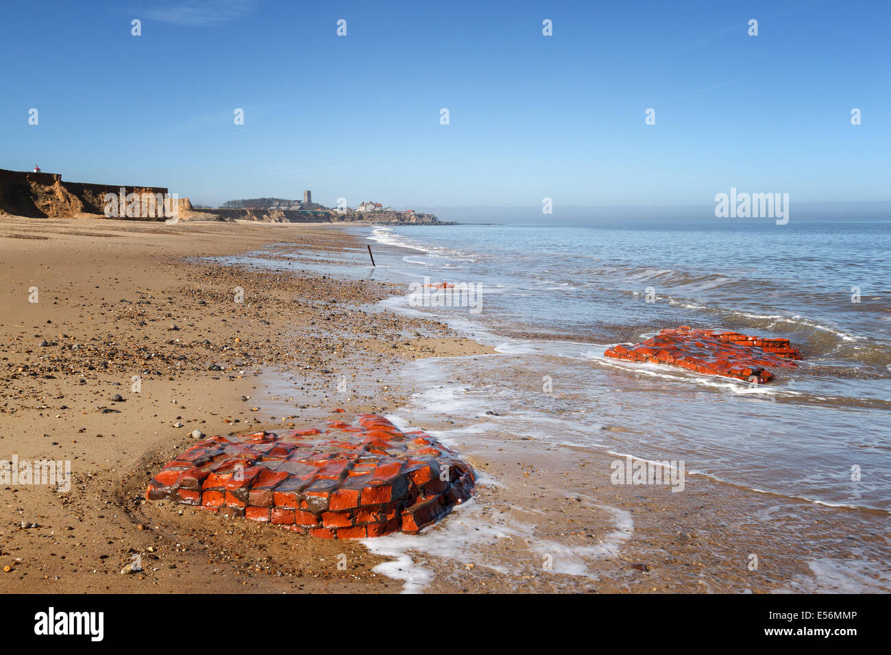 The eroding cliffs and sea defences at Happisburgh "North Norfolk ...