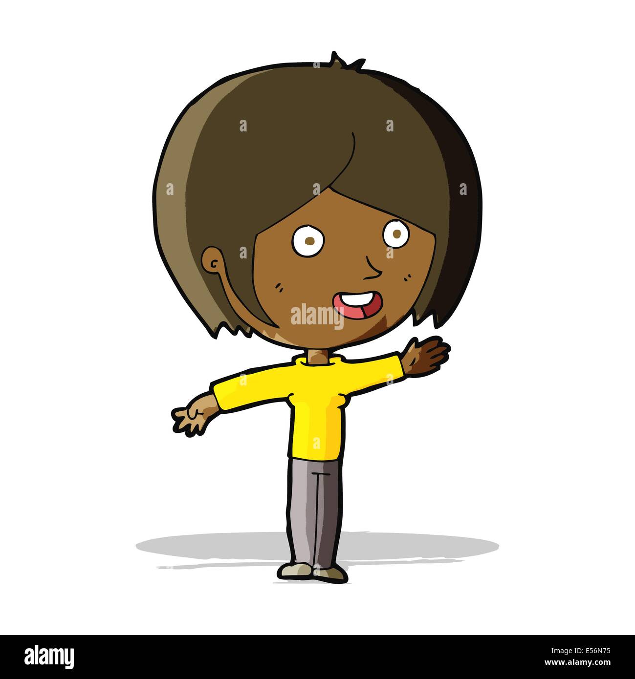 cartoon happy girl waving Stock Vector Image & Art - Alamy