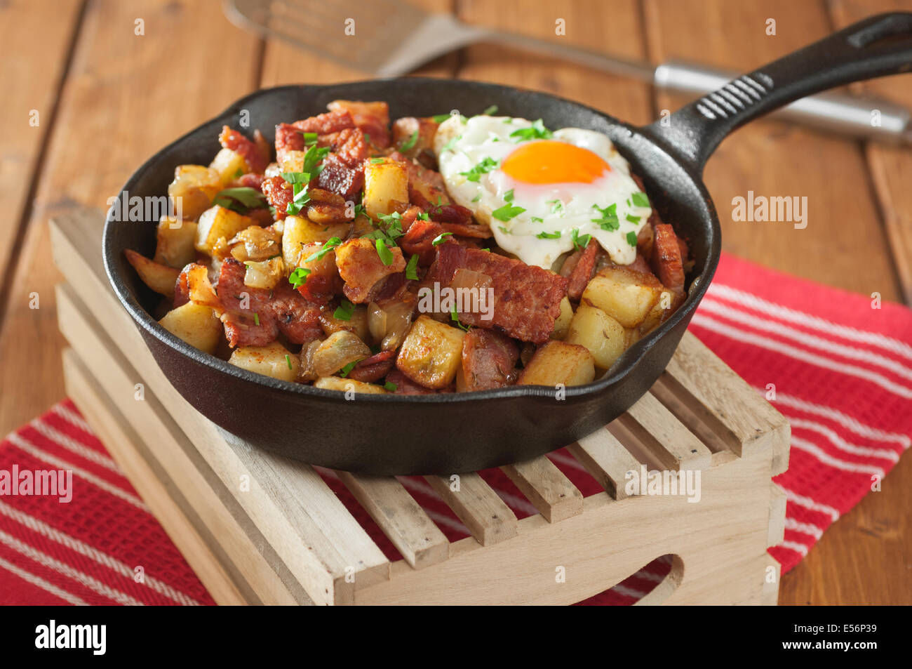Tiroler gröstl. Potato, bacon and onion hash. Austria Food Stock Photo ...