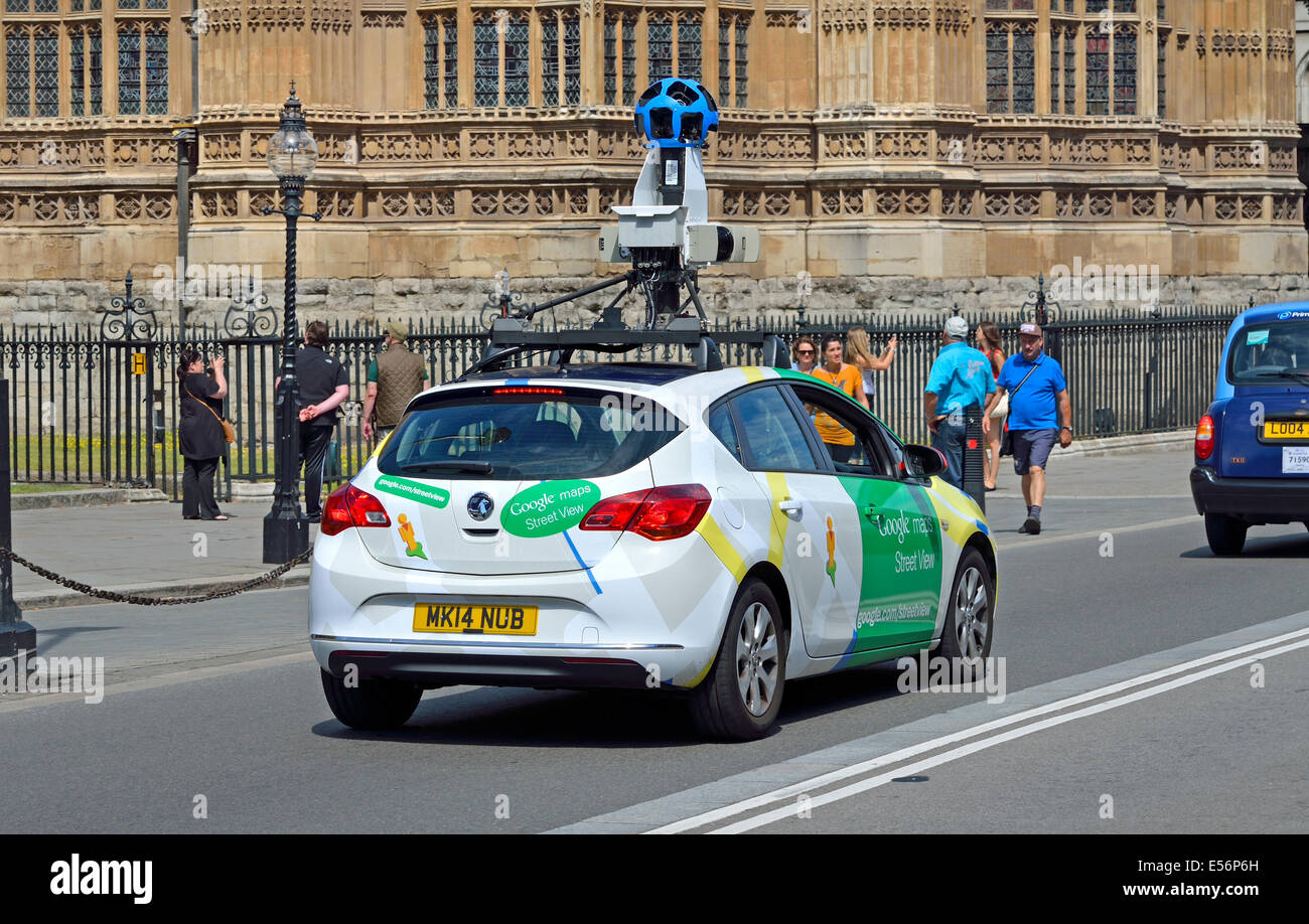 London, England, UK. Google Maps streetview car in Westminster, passing Parliament Stock Photo