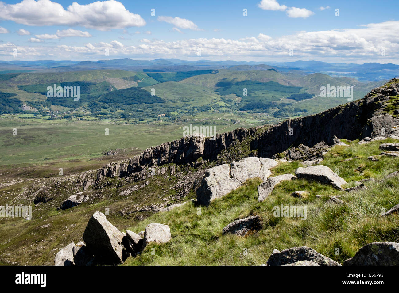 View from Carnedd Moel Siabod top to Daear Ddu east ridge in mountains of Snowdonia National Park Conwy North Wales UK Britain Stock Photo