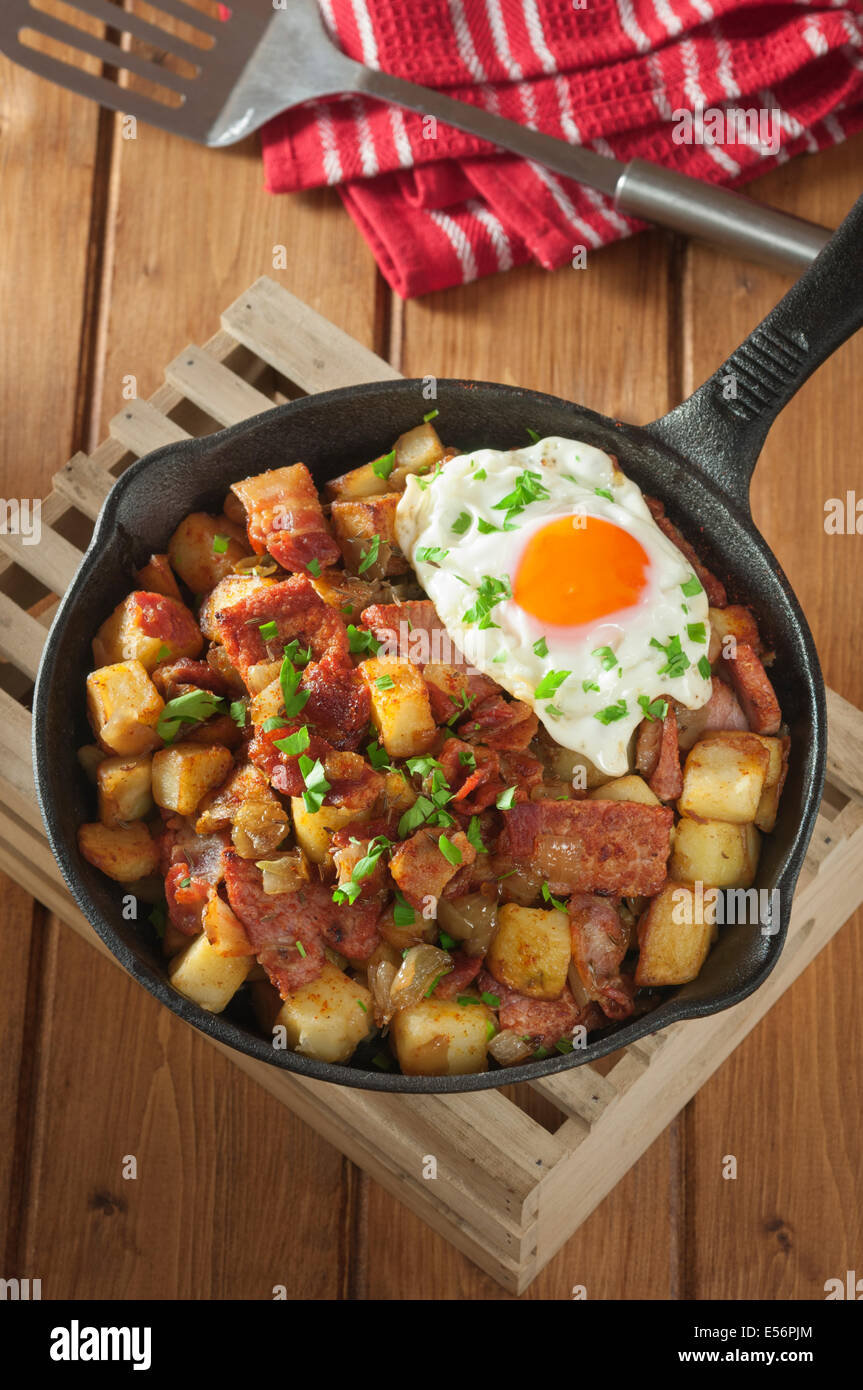 Tiroler gröstl. Potato, bacon and onion hash. Austria Food Stock Photo ...