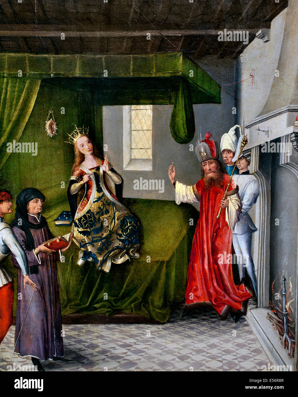 Saint Catherine and the Philosophers by Master of the View of St Gudule 1470 - 1500 Stock Photo