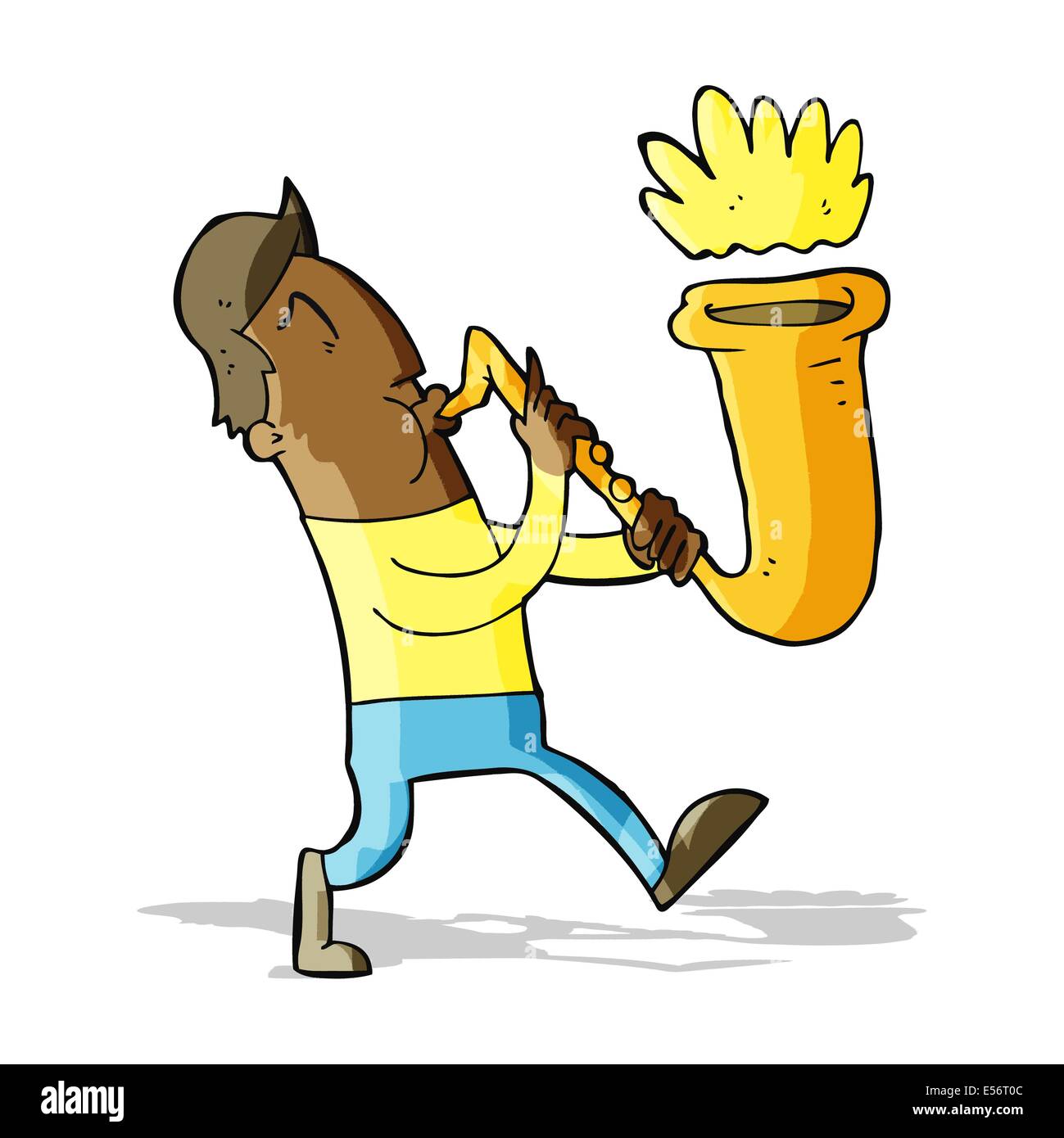 cartoon man blowing saxophone Stock Vector Image & Art Alamy