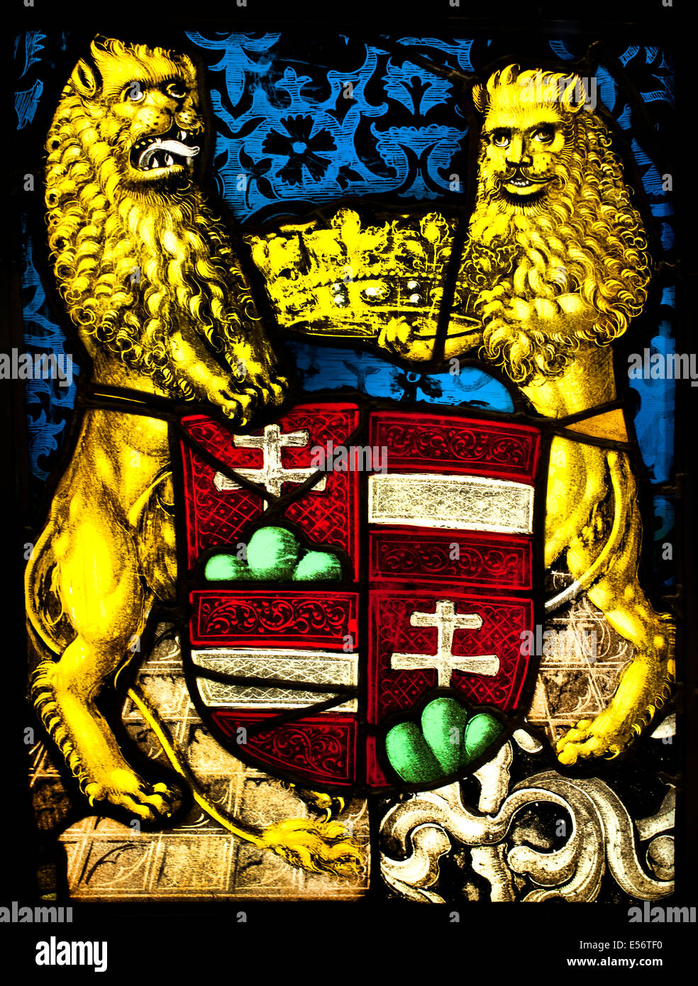 Coat of arms  leaded window  France French or German Germany Stock Photo