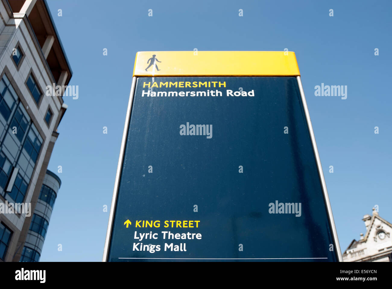 pillar sign giving directions in hammersmith, west london, england Stock Photo Alamy