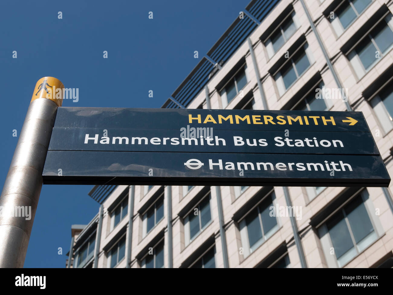 signpost giving directions in hammersmith, west london, england Stock Photo Alamy