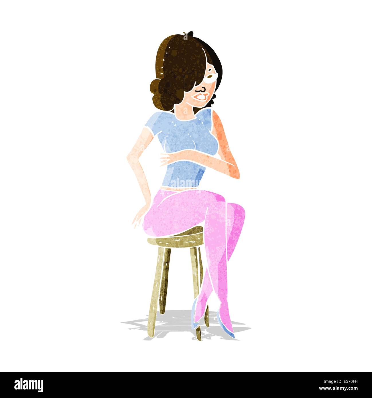 cartoon woman sitting on bar stool Stock Vector