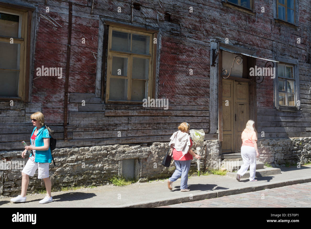 Old log house in Old Town of Tallinn Estonia Stock Photo Alamy