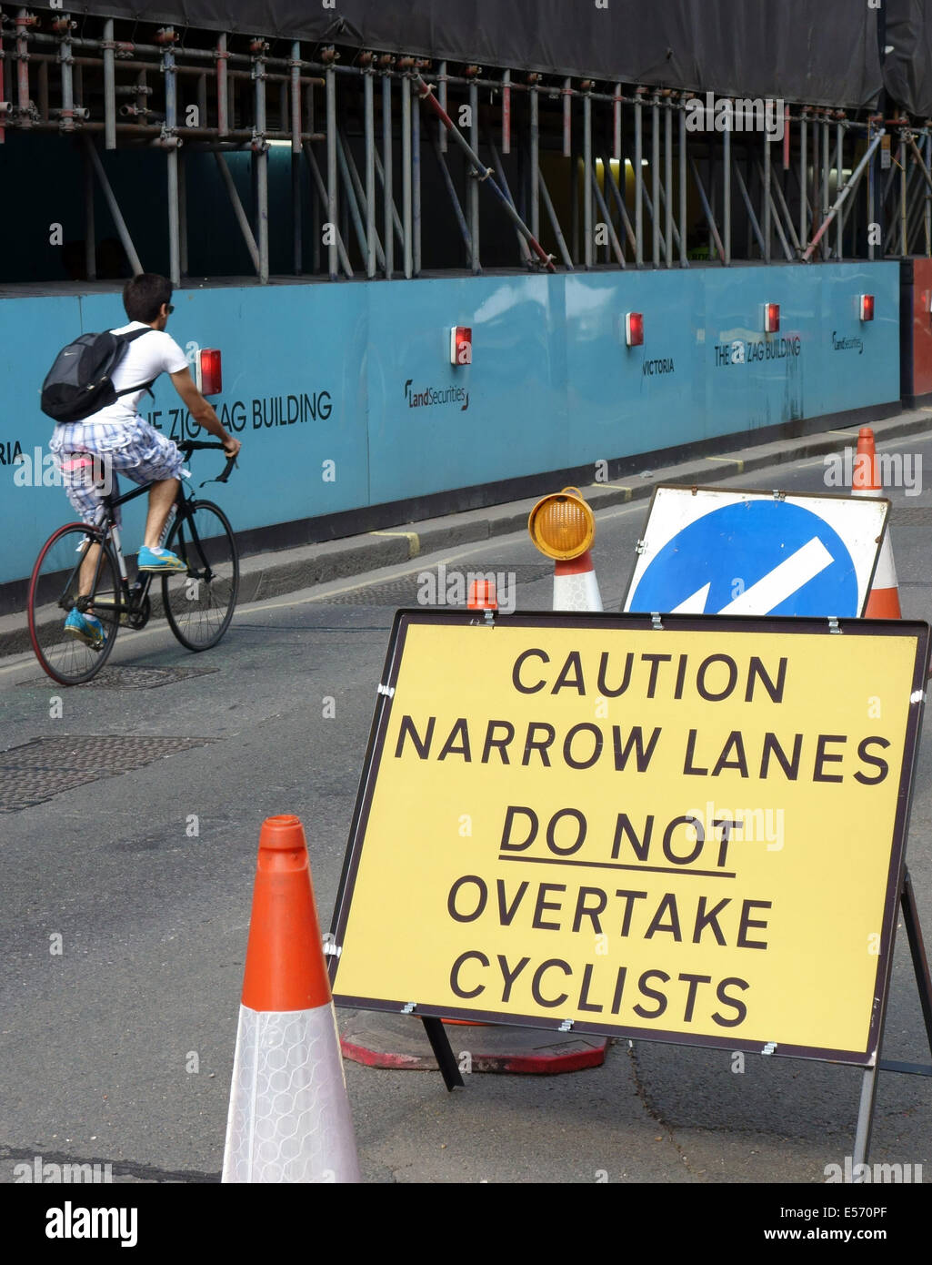 Cycling safety sign for drivers in Central London Stock Photo Alamy