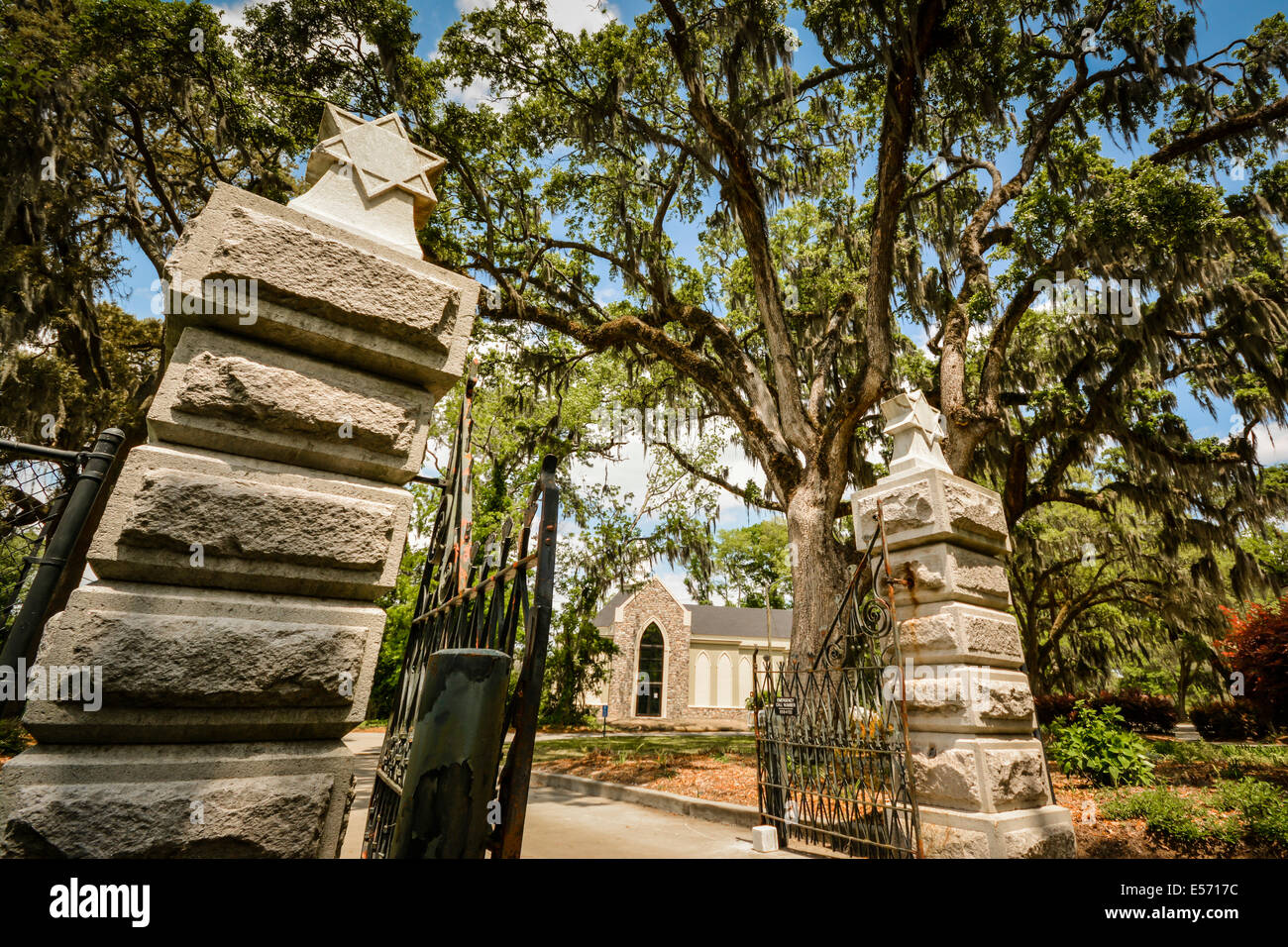 The Jewish Cemetery Gate entrance section of the Bonaventure Cemetery in Savannah, GA, USA Stock Photo