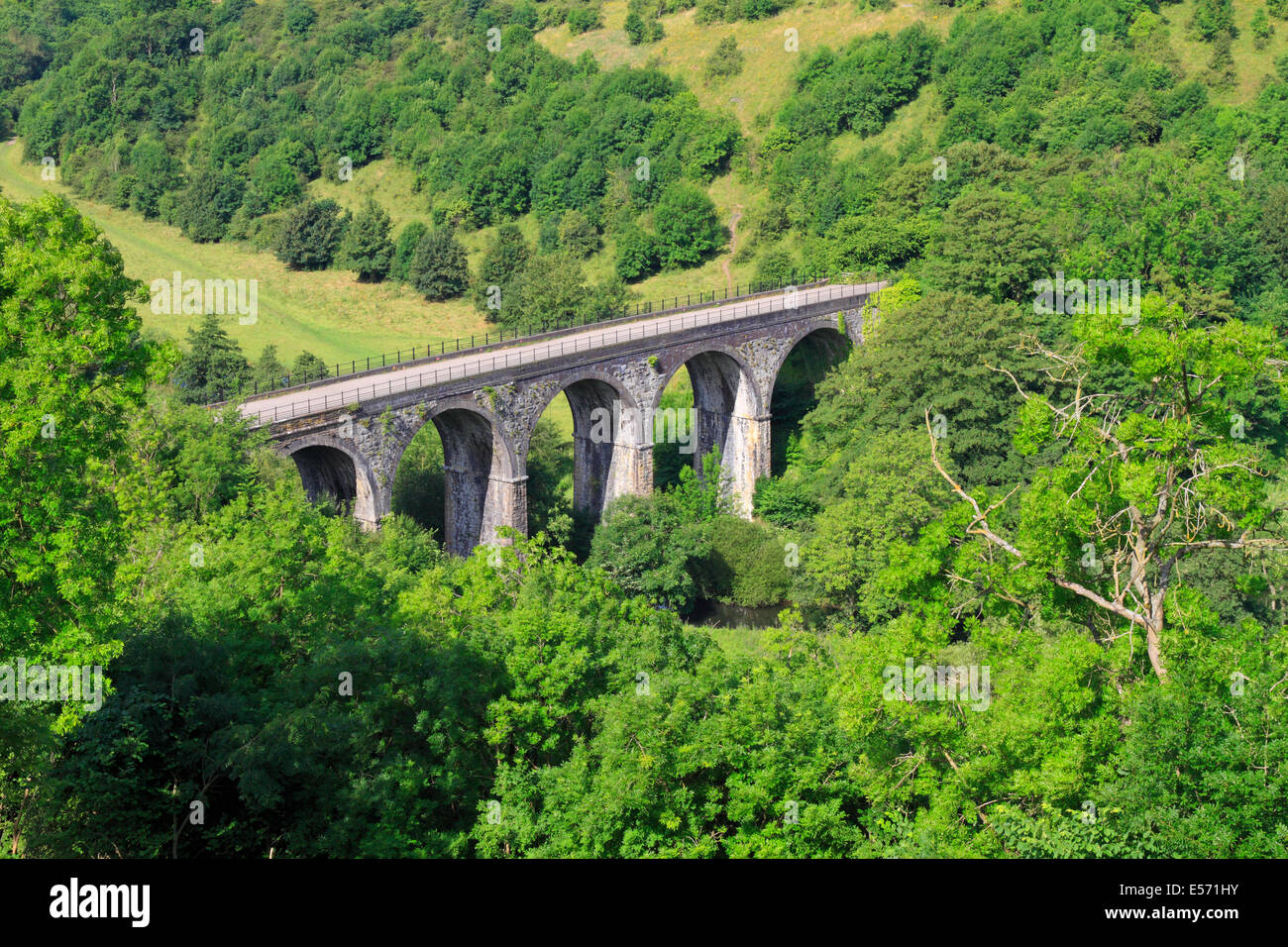 Headstone Viaduct and the Monsal Trail from Monsal Head, Derbyshire Peak District National Park, England, UK. Stock Photo