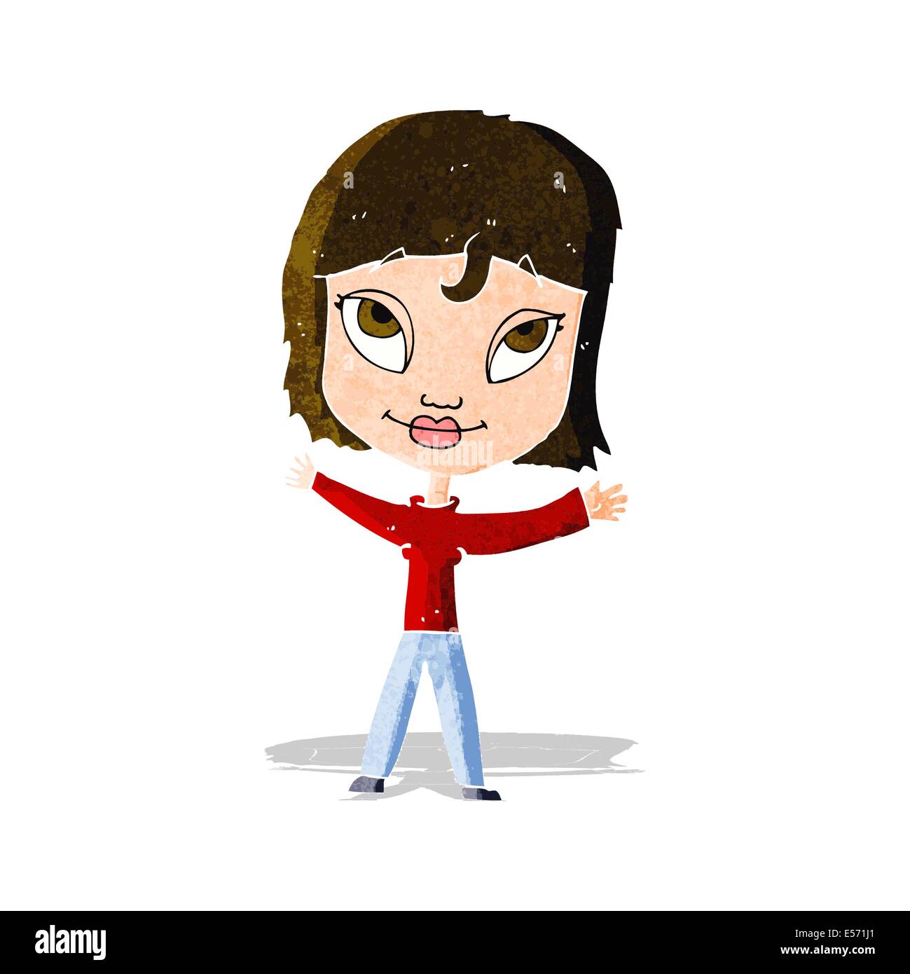 cartoon happy woman waving arms Stock Vector Image & Art Alamy